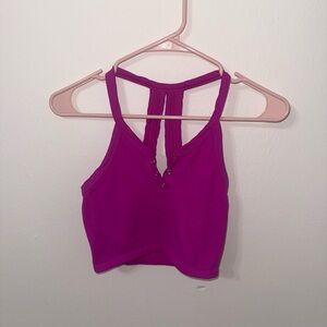 Purple Ribbed Halter Crop Top